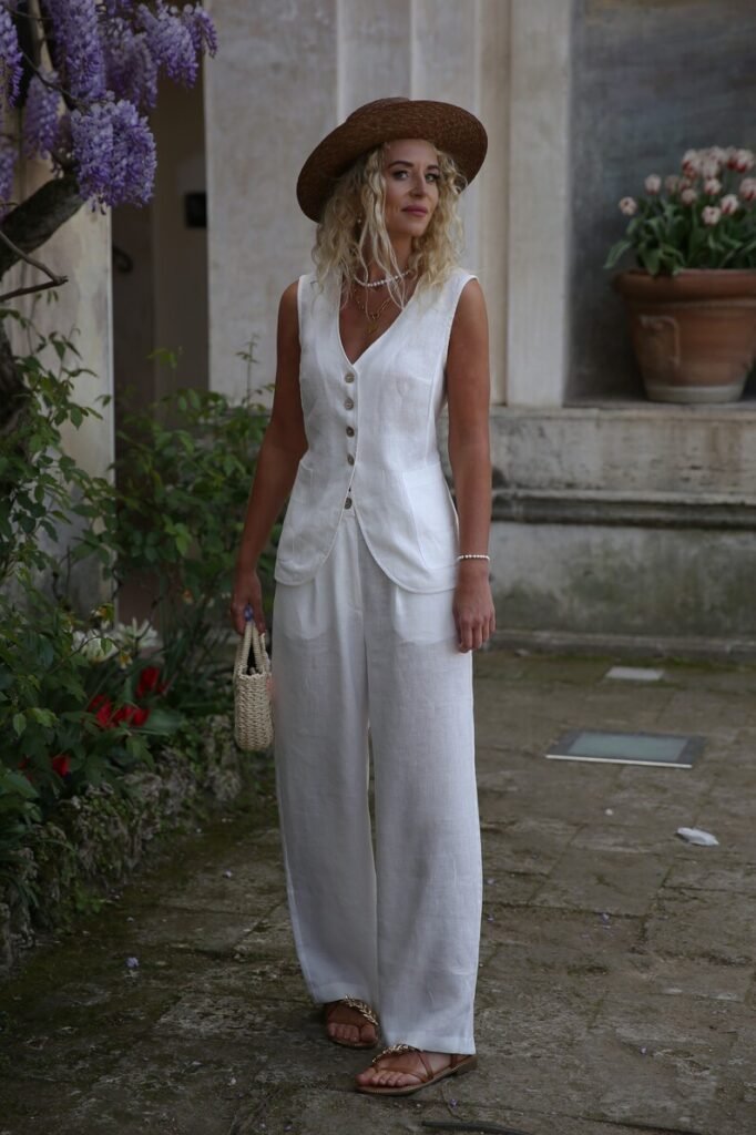 cremona linen vest and pantsuit for wedding