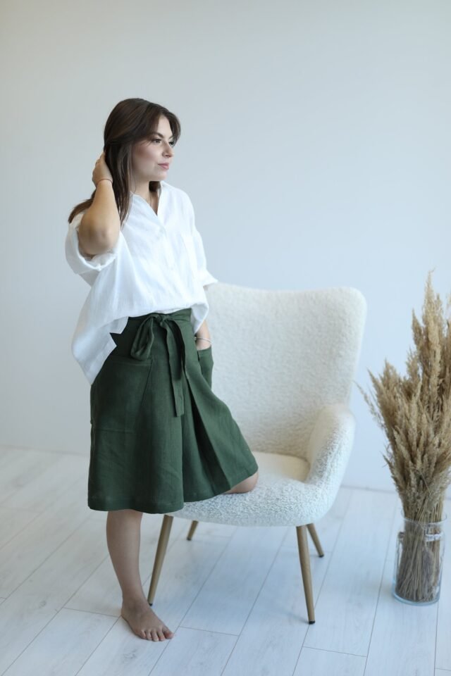 Linen-wrap-skirt-Japan-in-forest-green-7