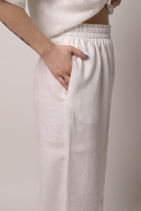 Positano Black Striped Low Rise Linen Pants