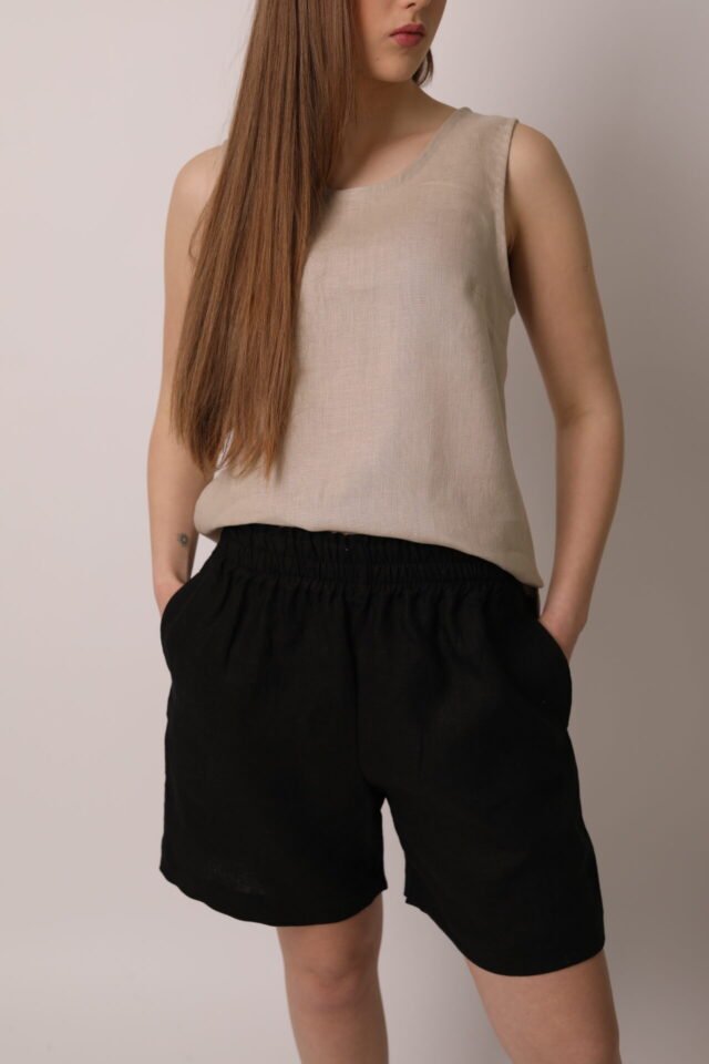 POSITANO linen shorts in black (2)