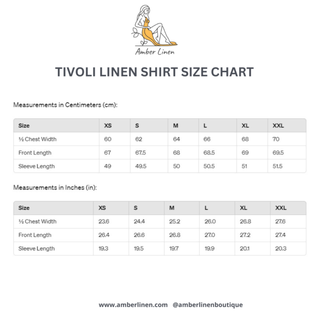 tivoli linen shirt size chart