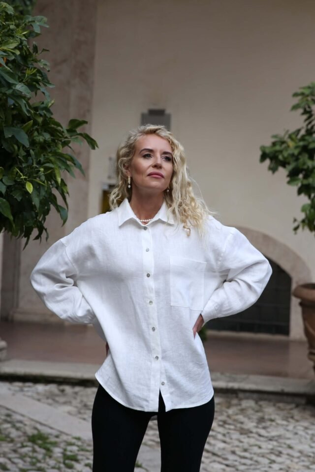 White linen shirt back