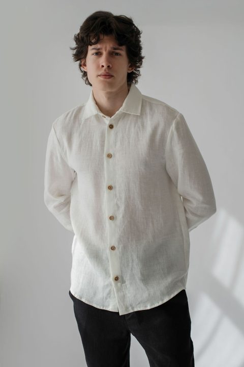 button up linen shirt for men