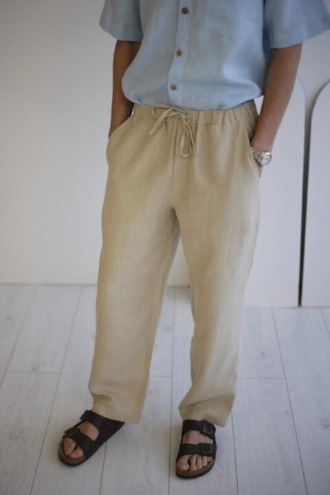 men linen pants with elastic waist