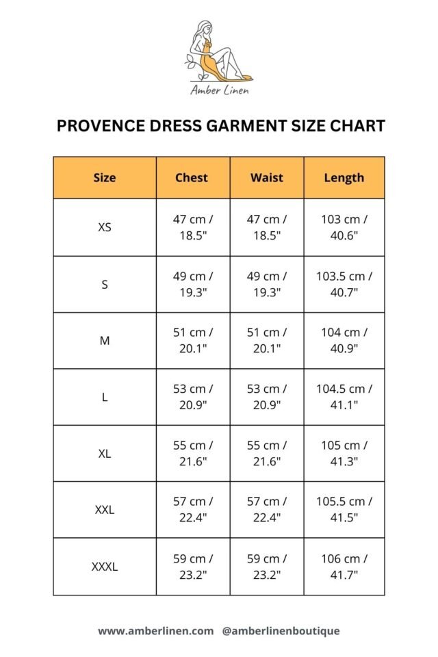 PROVENCE-DRESS-garment-size-chart