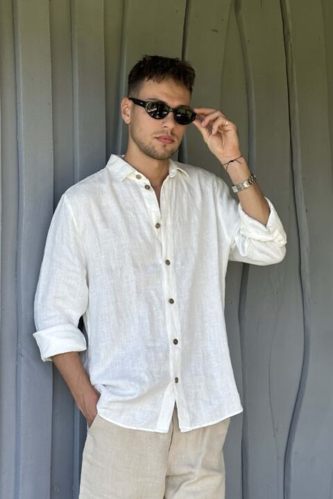 White men's linen shirt HAVANA