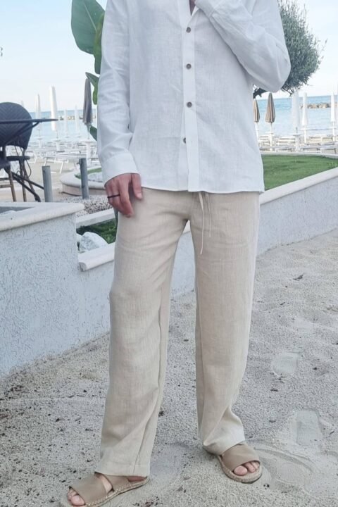 linen pants natural sand