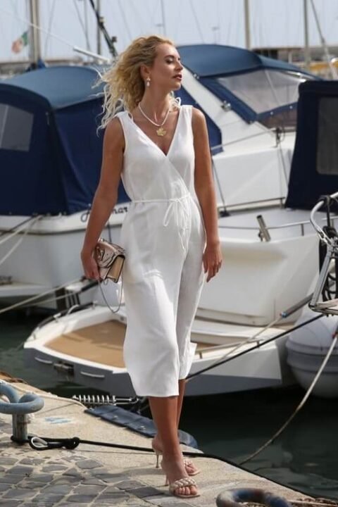 flattering linen dress dubai white