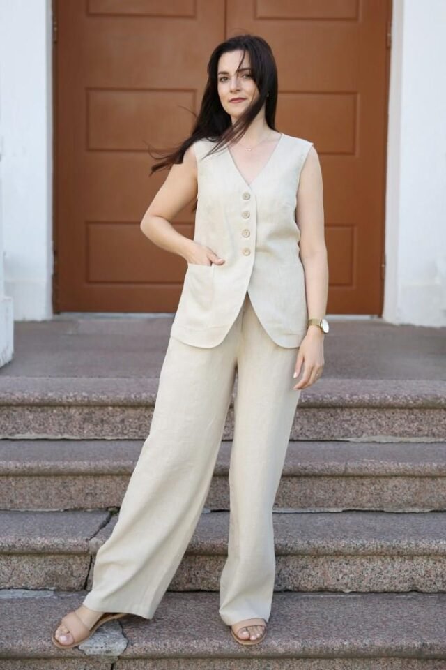 Linen vest and pants Outfit