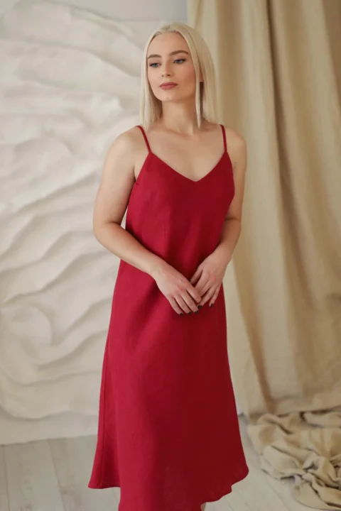 Sperlonga-slip-linen-dress-red