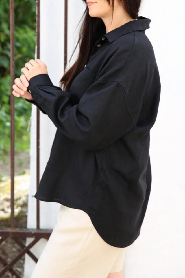 long-sleeved-linen-shirt-for-women-in-black