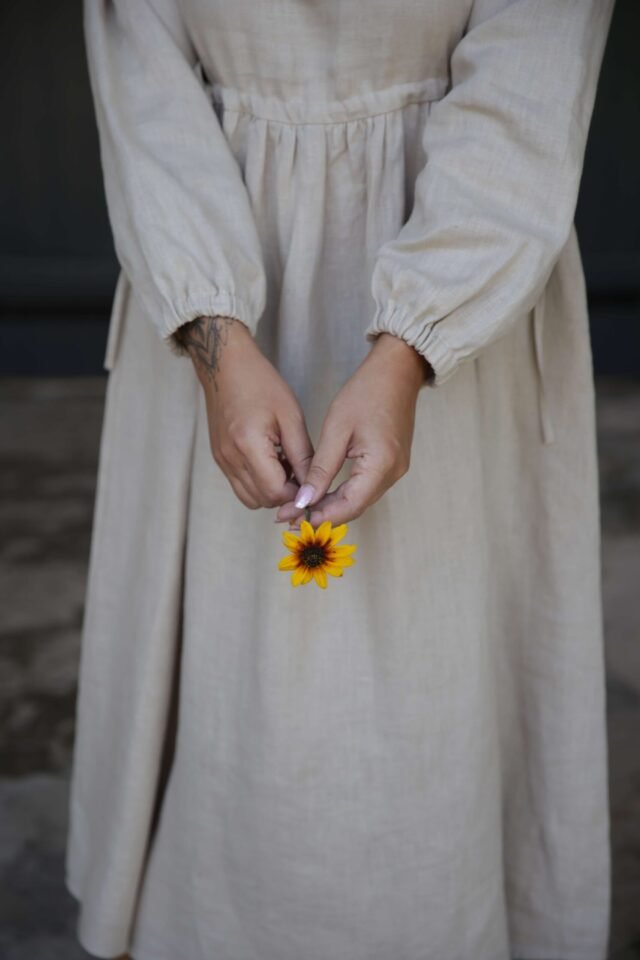 Long sleeve linen dress Verona