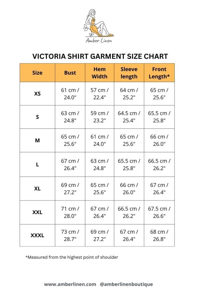 VICTORIA-shirt-garment-size-chart