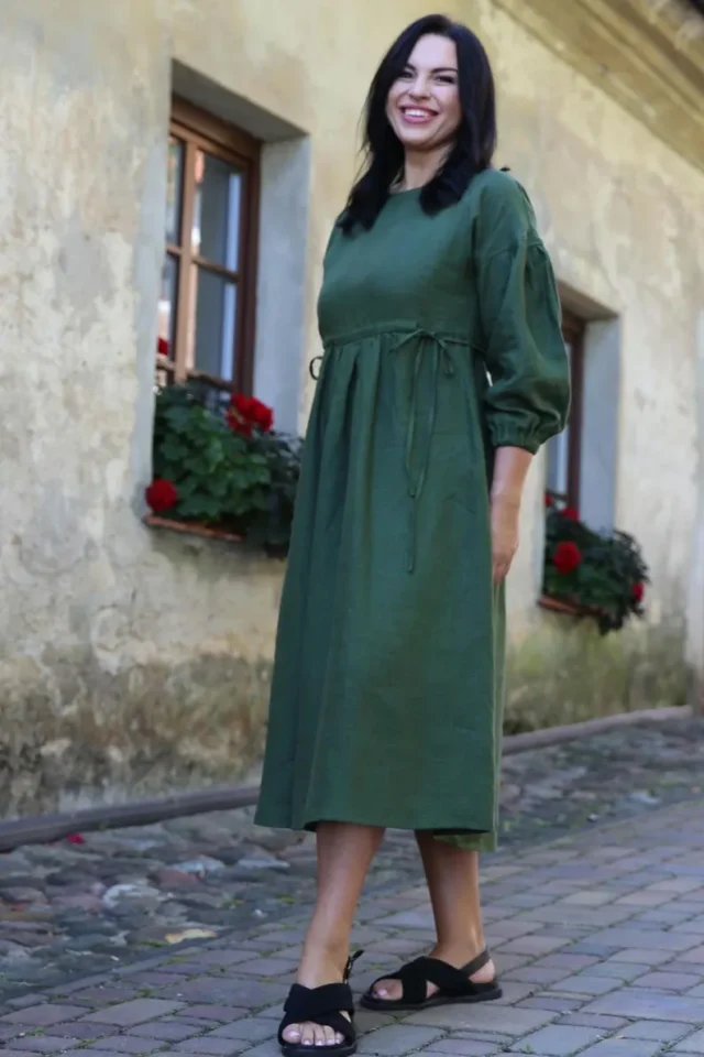 long green linen dress