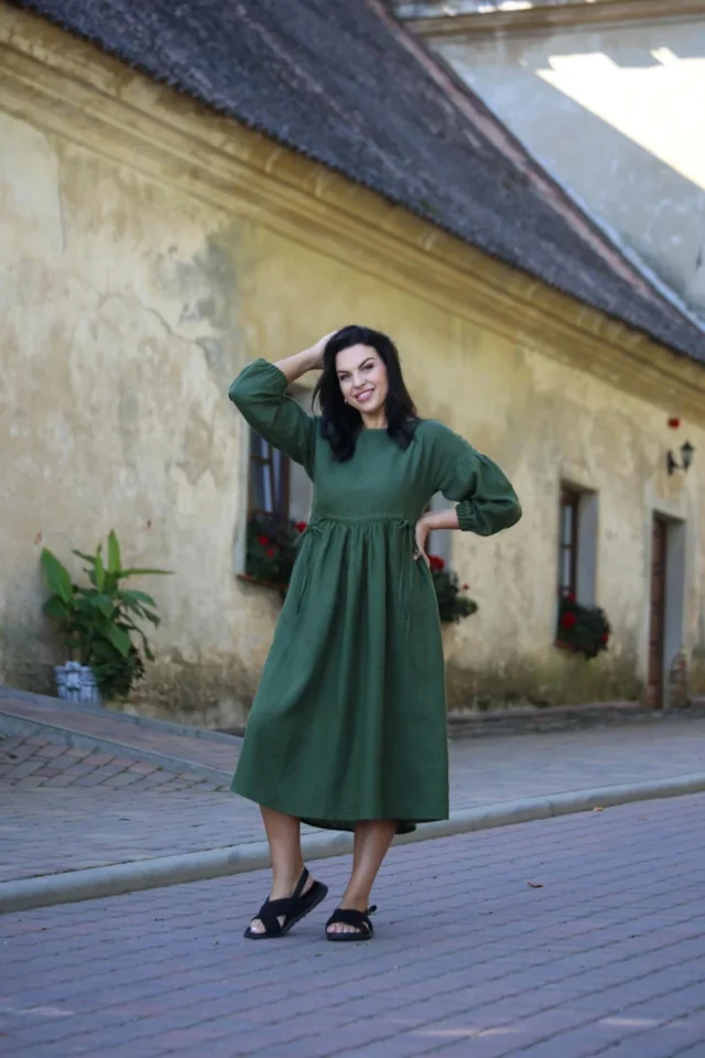 verona maxi linen dress green