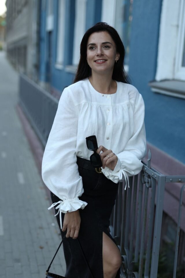 linen shirt Victoria with long Puff sleeves