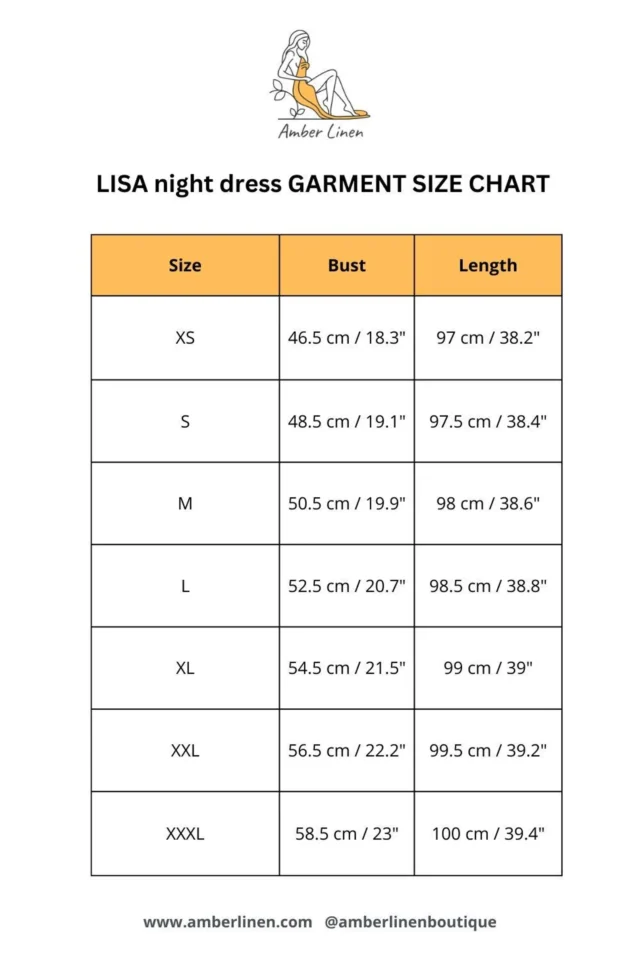 LISA linen night dress garment size