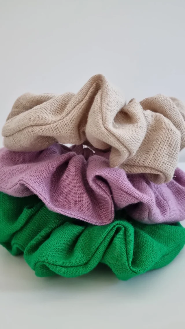 linen zero waste scrunchies