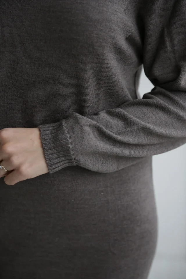 taupe merino wool dress