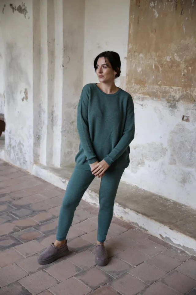 merino wool blouse and trousers