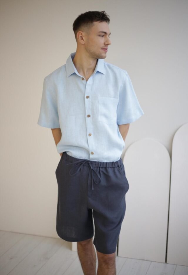 men linen shorts