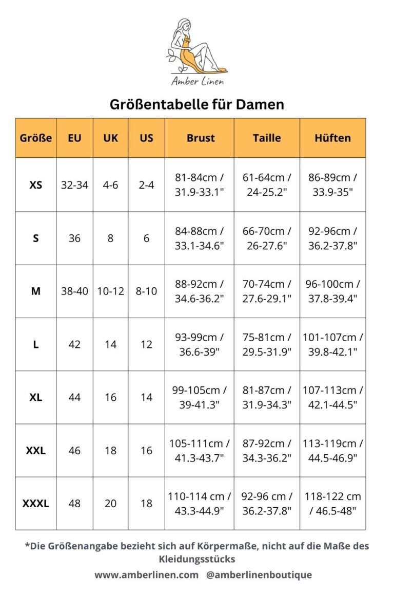 Größentabelle für Damen