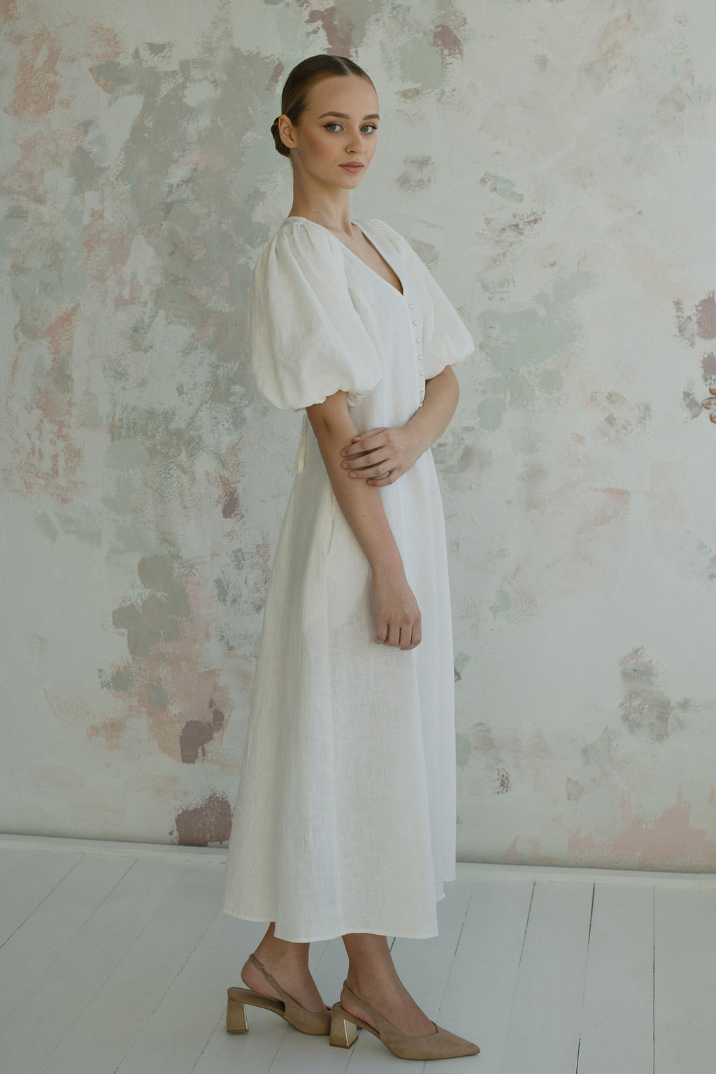 Marbella Linen Dress for wedding & special occasions - white - Amber linen