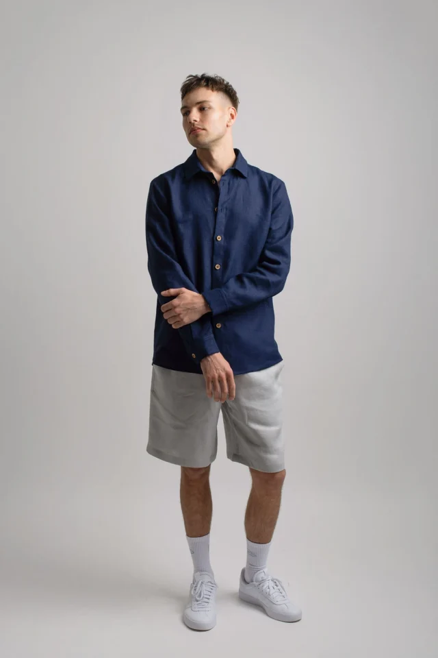 HAVANA-linen-shirt-for-men-in-navy-blue-and-MIAMI-linen-shorts-in-grey14