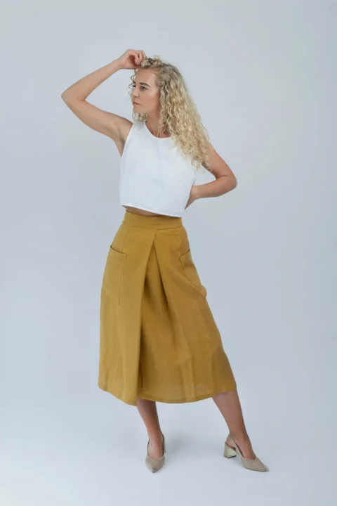 JAPAN-linen-wrap-skirt-in-mustard-yellow-long-2