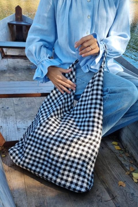 Eco friendly gingham tote