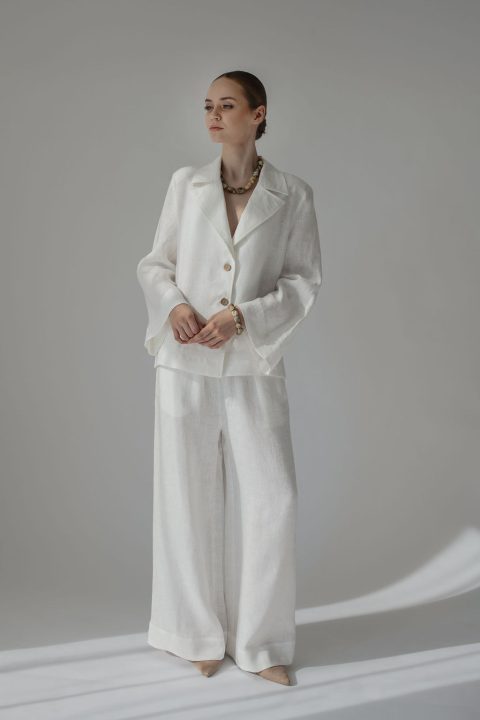 IDA Wide Leg Linen Trousers