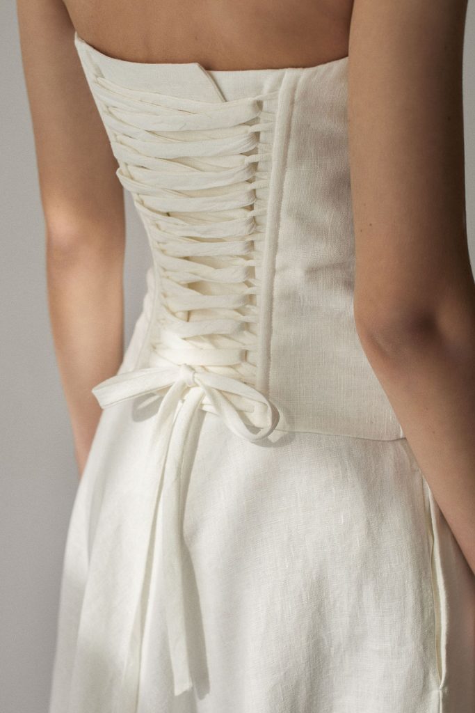 beach wedding linen bridal outfit